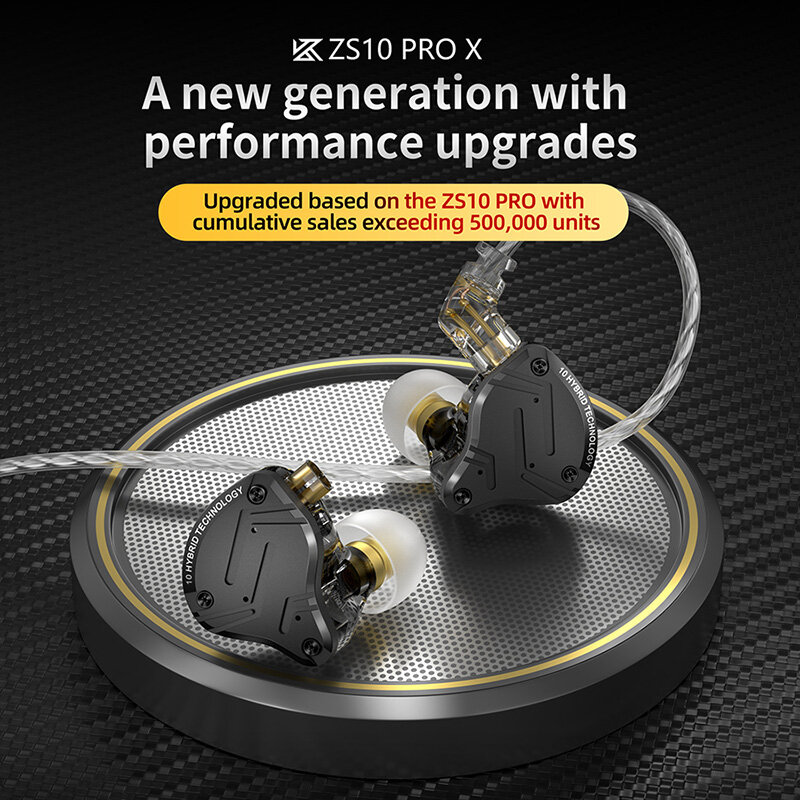 Kz Zs10 Pro X De Alta Fidelidade Graves โลหะ Híbrido In-Ear Fone De Ouvido Esporte Com Cancelamento De ruído Fones De Ouvido Kz