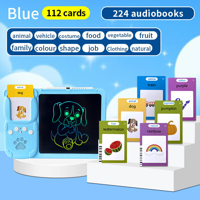Educational Learning Talk Flash Cards Machine Early Education English Reading Audio Book Machine LCD Writing Drawing Board Toys