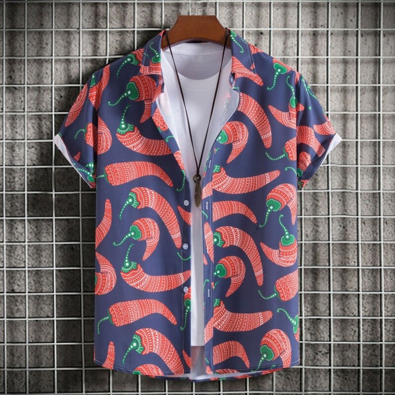 Luxury Shirts For Men Shirt Tiki T-shirts Man Free Shipping Men's Clothing Fashion Blouses Social Hawaiian Cotton High Quality
