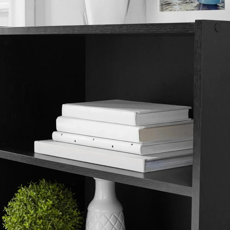 3-Shelf Bookcase with Adjustable Shelves, True Black Oak