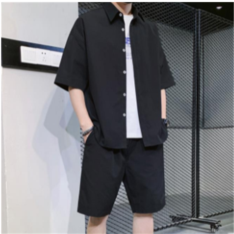 Roupas esportivas de gelo fino masculino, versão coreana da moda de shorts bonito, conjunto casual, verão, H0006