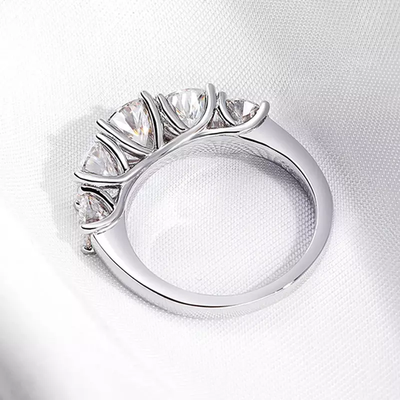 Syoue cincin berlapis 18k 3,6 ct semua Moissanite UNTUK WANITA 5 batu berlian berkilau gelang pernikahan perhiasan perak Sterling S925 GRA