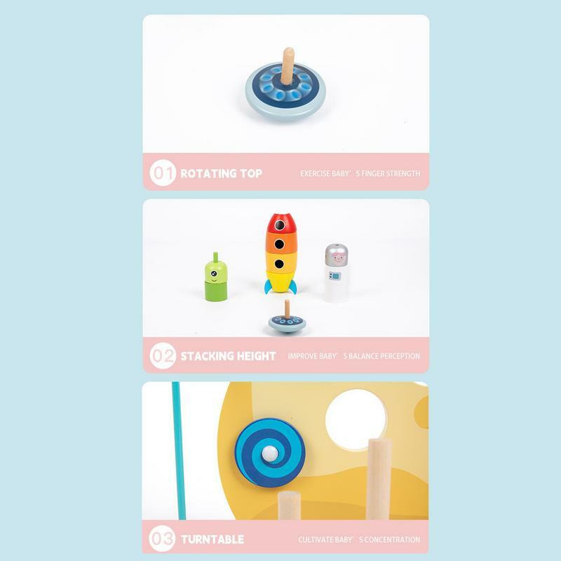Mainan manik labirin blok susun urutan warna-warni manik-manik Montessori luar angkasa mainan labirin mainan pendidikan prasekolah batang mainan belajar