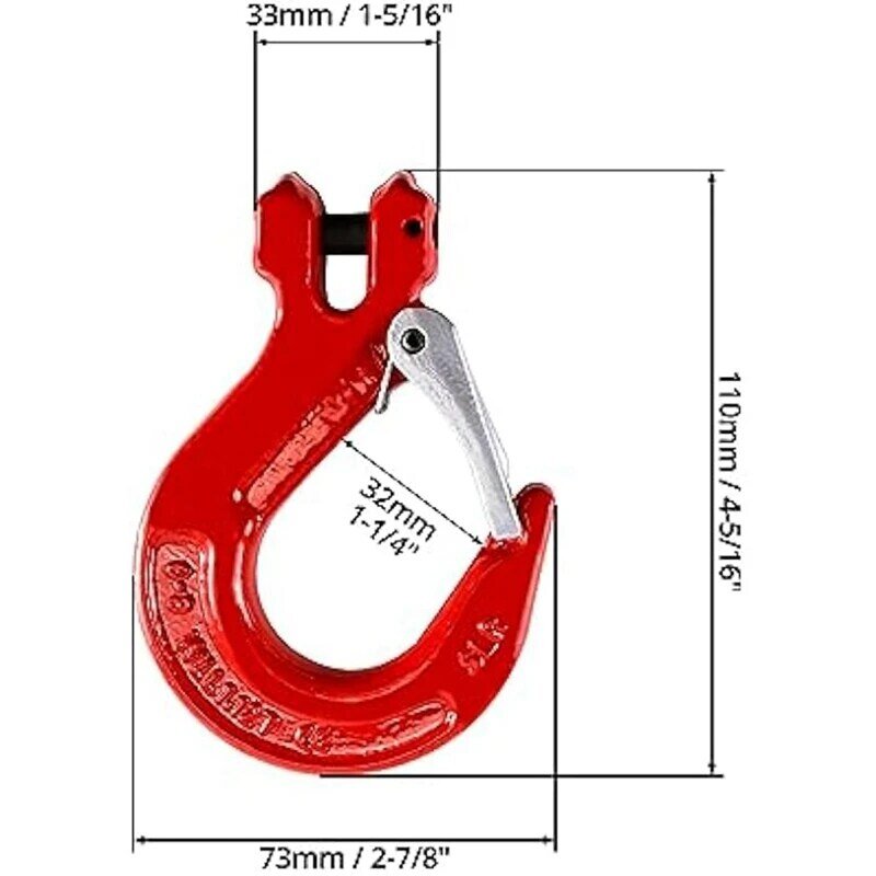 Clevis Hook With Latch, 4 Pack, 5/16Inch, 2470 Lbs Load Limit, Grade 80 Drop Alloy Steel Durable Easy Install Easy To Use