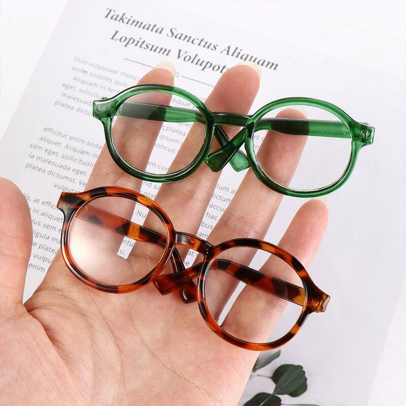 Przezroczyste przeźroczyste tworzywo sztuczne okulary akcesoria dla lalek plastikowe lalki Mini okulary 6.5CM 9CM miniaturowe okrągłe przezroczyste okulary