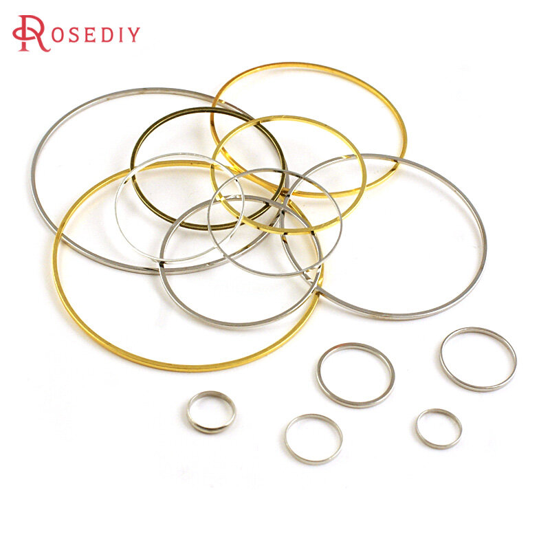 Anéis fechados de latão redondo para fazer jóias, Conecte os anéis, Mais cores podem ser abertas, 8mm a 80mm de diâmetro