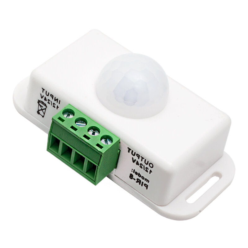 PIR Motion Sensor Módulo Interruptor de Luz, IR Detector Infravermelho, Ajuste Automático, Lâmpada LED Strip Light, DC 12V, 24V, 8A, 1Pc