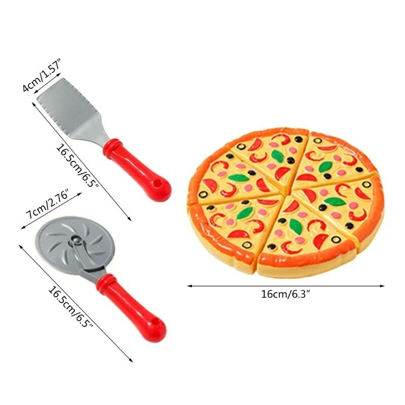 HUYU Juego corte pizza cocina para niños, juguete para cortar alimentos, rueda cortadora pizza