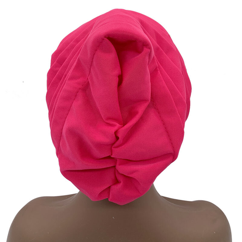 Luxury Rhinestone Flower Pleated Turban Cap Elegant Women's Head Wrap Headscarf Bonnet Female Party Headwear Hat Turbante