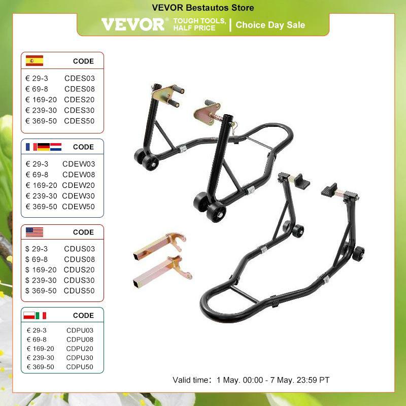 VEVOR-Motocicleta Stand Lift, Combo Stand, roda dianteira e traseira, Heavy Duty carrinho da roda traseira, 850lbs