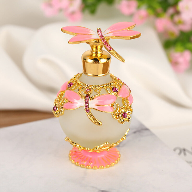 Mooie Libel Decoratieve Glazen Parfumfles Milieuvriendelijke Brede Toepassing Eenvoudig Te Reinigen Oranje