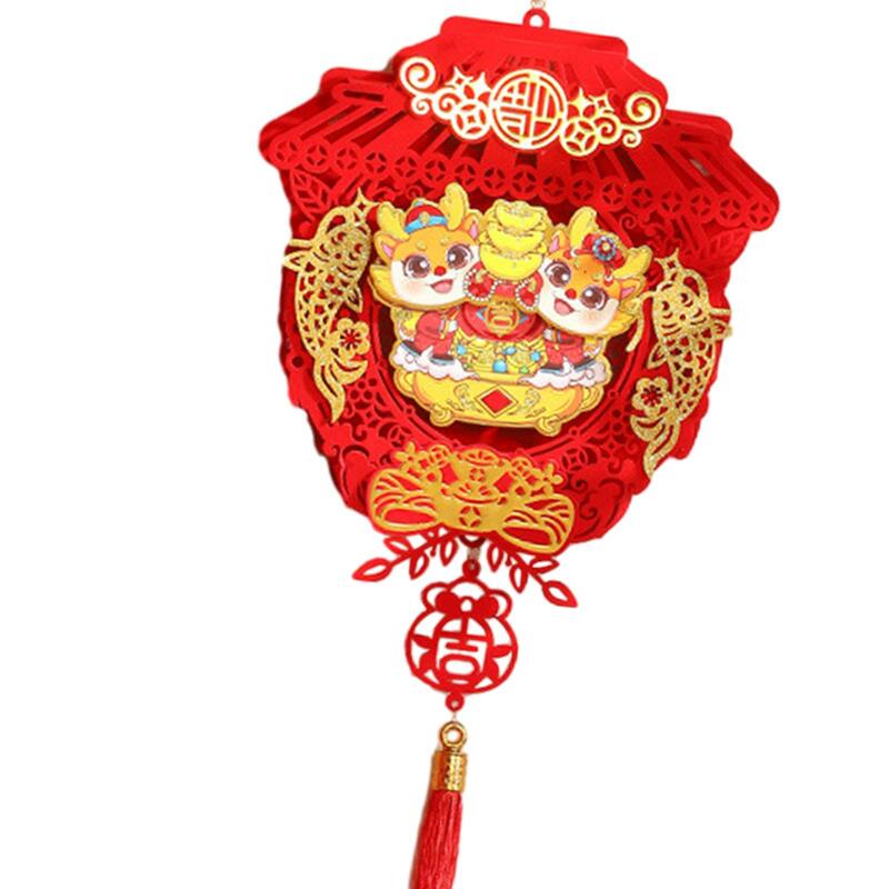 Дверной знак с драконом 2024, подвесное украшение на китайский новый год, декоративные праздничные традиционные иероглифы фу с благословением для окон и стен
