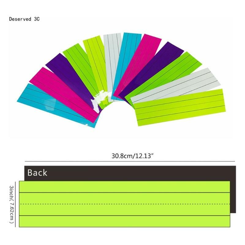 R9CB 6 شرائط جملة ملونة مع مغناطيسات 12 × 3 بوصة شرائط جملة مبطنة قابلة لإعادة الاستخدام