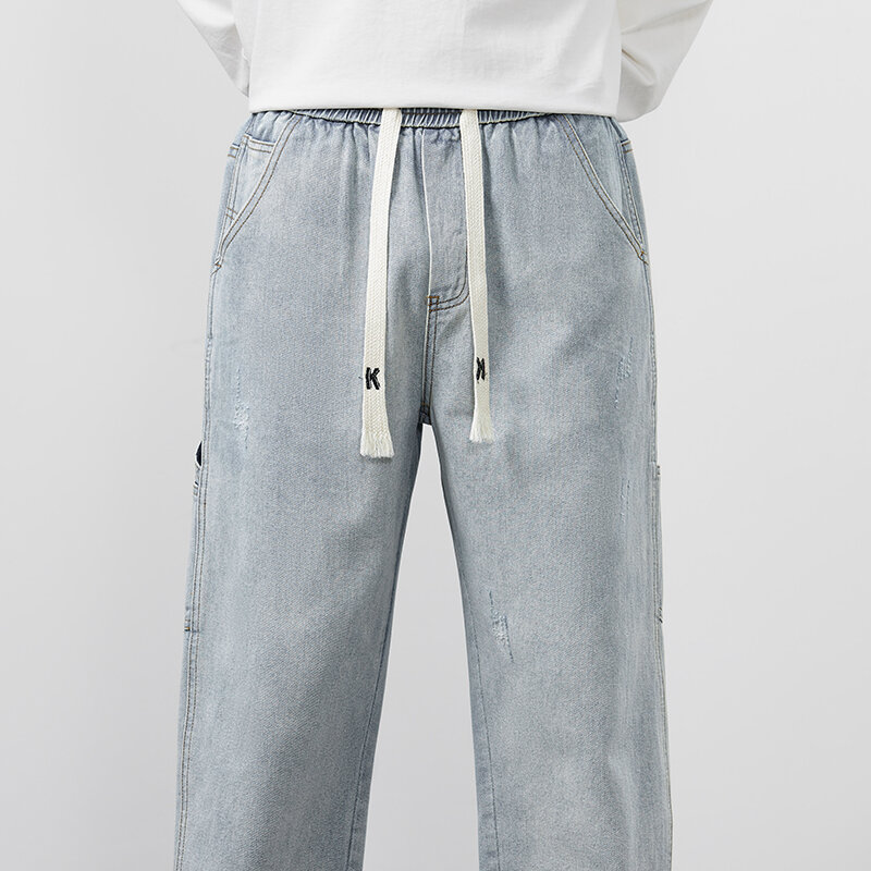 Jean Cargo Droit Vintage pour Homme, Pantalon en Denim Décontracté, à la Mode, Large, Américain, High Street, Nouvelle Collection 2024