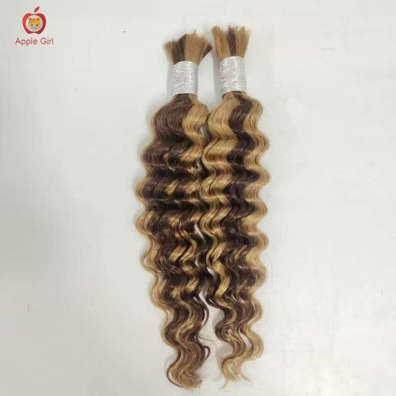Destaque Loose Deep Wave Hair Bulk Soft e Glaring Pacotes de cabelo humano para trançar sem trama Brazilian Remy Hair Applegirl