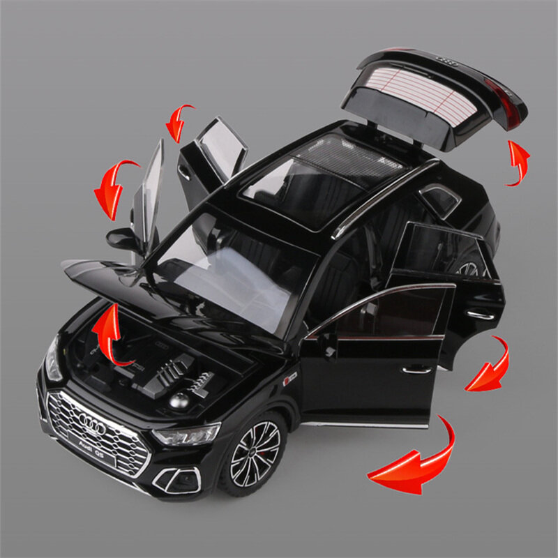 Modelo de coche de aleación AUDI Q5 SUV, vehículo de juguete fundido a presión, modelo de coche de Metal de alta simulación, colección de sonido y luz, regalo de juguete para niños, 1:24