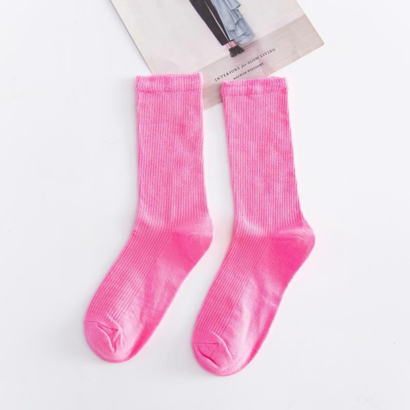 Cotton Socks For 28 Women Colors Harajuku Loose Socks Girls Solid Color Long Socks Studendts Fashion Sports Soft Hosiery Woman