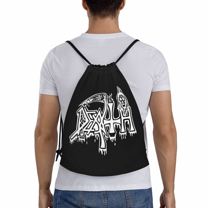 Death Print Trekkoord Rugzak Sport Gym Tas Voor Mannen Vrouwen Heavy Metal Rock Cadeau Shopping Sackpack
