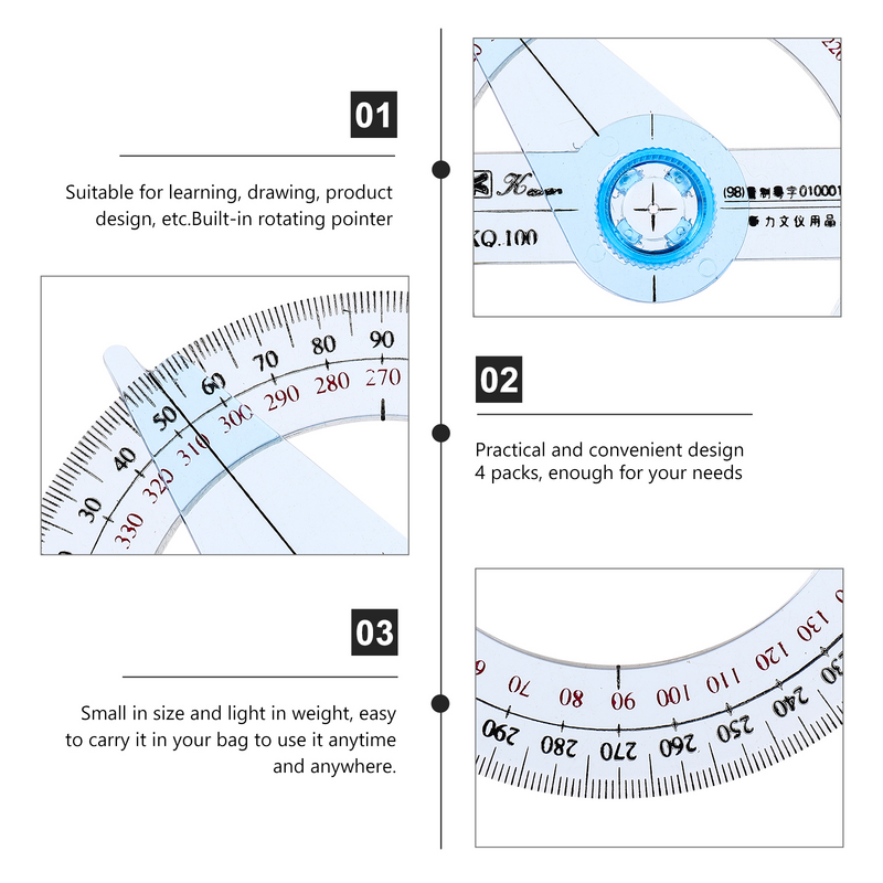 Circle Protractor Portable Measuring Ruler Degree Protractor Drafting Tool Geometric Ruler For School Architecture