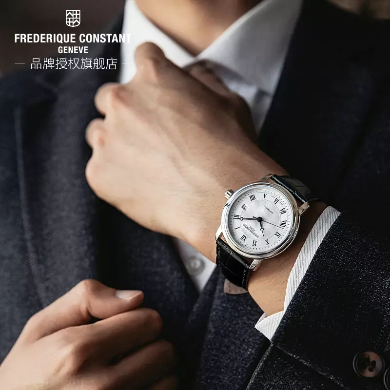 Mode Vrije Tijd Luxe Eenvoudige Frederique Constant Horloge Voor Mannen FC-303 Casual Auto Date Wijzerplaat Polshorloge Premium Lederen Band