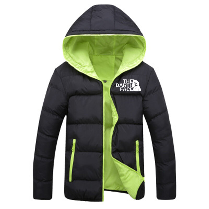 2023 inverno venda para baixo do hoodie o darth rosto logotipo impressão homem para baixo jaqueta personalizável logotipo masculino cor sólida jaqueta de proteção fria