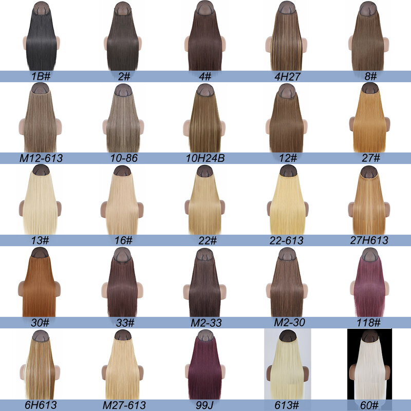 Extensions de Cheveux Synthétiques Naturels Ondulés Sans réinitialisation, Ligne de Poisson Invisible, Pièce de Faux Cheveux Artificiels Blonds et Noirs, Document Mixte, pour Femme