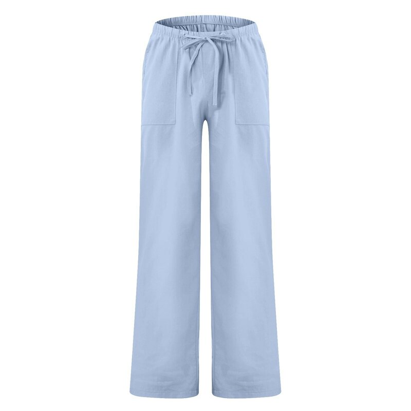 Men's Pants 2024 Spring Summer Casual Beach Long Pant Solid Color Loose Elastic Cotton Linen Trousers Men Leisure Fashion