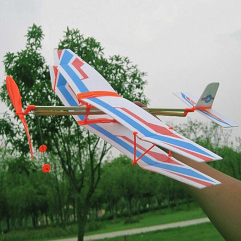 Novelty Plastic DIY Powered Glider Plane Assembly Model Rubber Band Airplane Aircraft
