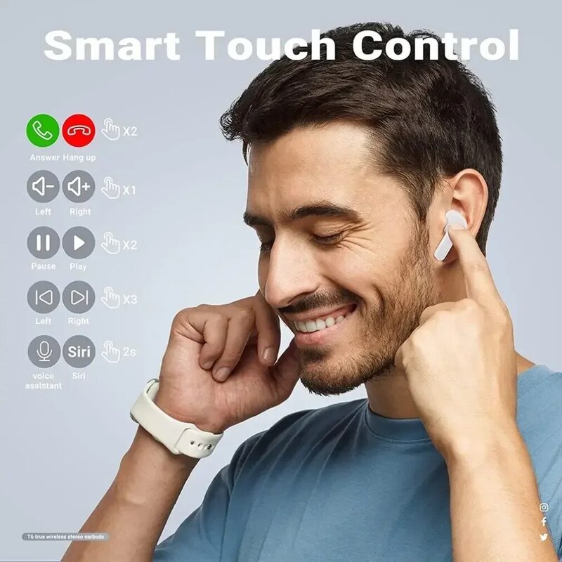 TWS Bluetooth 5.0 Fones De Ouvido com Display LED, Esporte Gaming Headsets, Redução De Ruído Fone De Ouvido, Mic Auscultadores, BT30