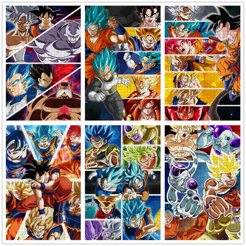 Bandai Dragon Ball Puzzles 300/500/1000 Pieces Jigsaw Puzzle Creative Pictures Educational Toys Fun Family Game for Kids Adults