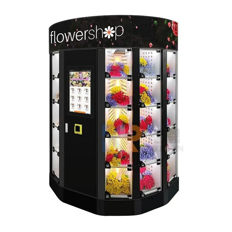 Free Custom Logo 60 Locker Flower Vending Machine Refrigeration Flower Vending Machine