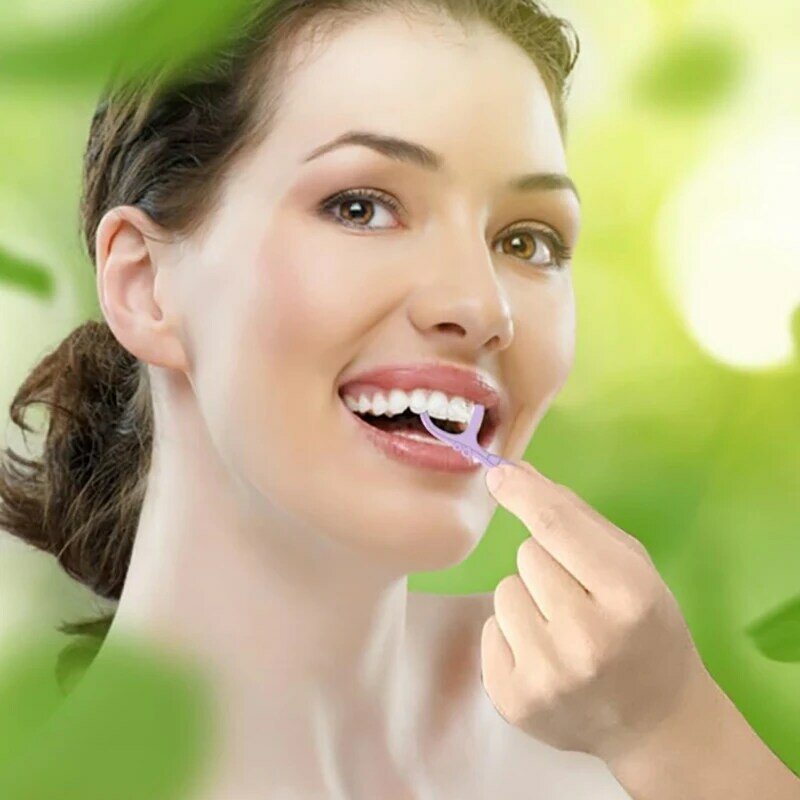 200 buah sekali pakai garis ganda batang Floss gigi, batang Floss gigi Interdental pembersih gigi benang portabel perawatan kebersihan mulut