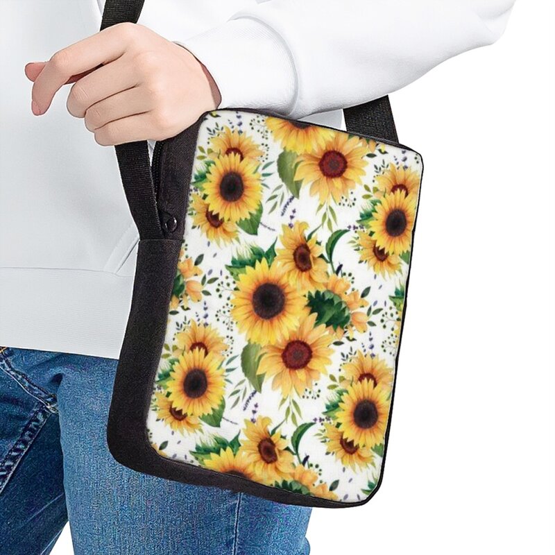 Jackherelook-bolsas de mensajero con patrón de girasol para niños y niñas, bolso cruzado pequeño de viaje para compras, regalo personalizado