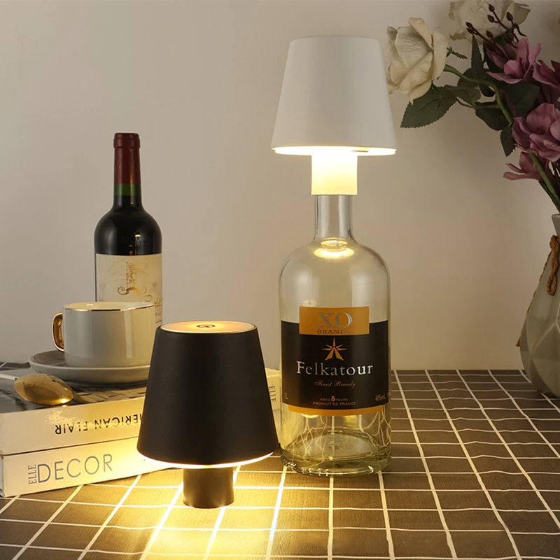 크리에이티브 테이블 램프 LED 와인 병 램프, 바 카페 레스토랑 분위기 야간 조명 장식