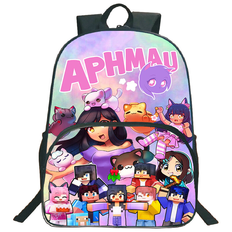 Zaino Aphmau di grande capacità per studenti delle scuole primarie zaino da viaggio Anime borse da scuola impermeabili borsa per Laptop Bookbag per bambini