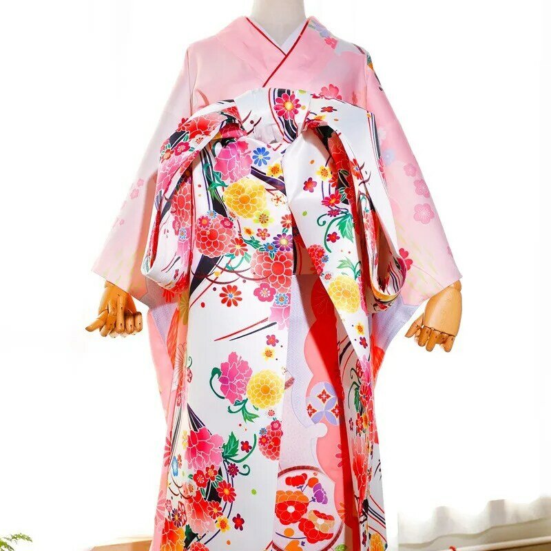 Традиционное японское кимоно для женщин, большой галстук-бабочка с Оби, длинный пояс, юката