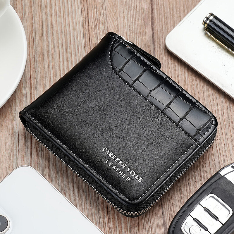 Nuovi portafogli con cerniera da uomo porta carte di credito corto portamonete portamonete portamonete con motivo a pietra portafoglio da uomo