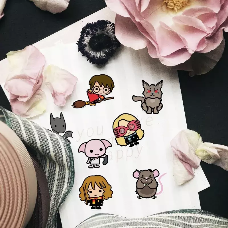 50 buah stiker Anime Harried Potter stiker tahan air untuk telepon Laptop buku tempel koper mainan anak-anak stiker hadiah pesta