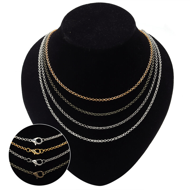 Цепочка-ожерелье O-Style для мужчин и женщин, металлическая цепь с застежкой-лобстером, аксессуары для рукоделия «сделай сам», 50/60 см, 10 штук в партии