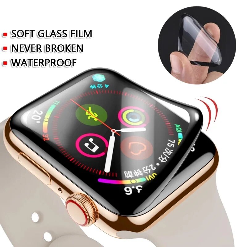 Película de cerámica de 5 piezas para Apple Watch 9, 8, 7, 6, SE 5, 45MM, 41MM, 42MM, 44MM, 40MM, 38MM, Protector de pantalla para IWatch Ultra 49MM, sin cristal