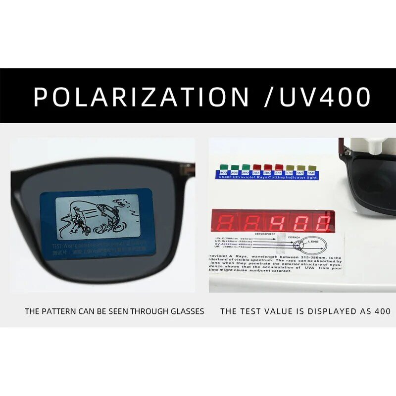 Kacamata Hitam Terpolarisasi Antik Persegi Mewah untuk Pria Wanita Mode Kacamata Matahari Antisilau untuk Perjalanan Berkendara Kacamata TR90 Pria UV400