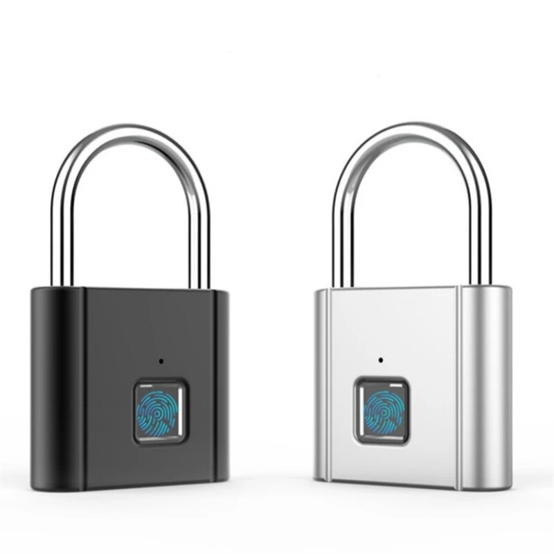Impermeável Smart Fingerprint Cadeado, Biometric Keyless Door Lock, USB recarregável, Cadeado de segurança para casa, Desbloquear