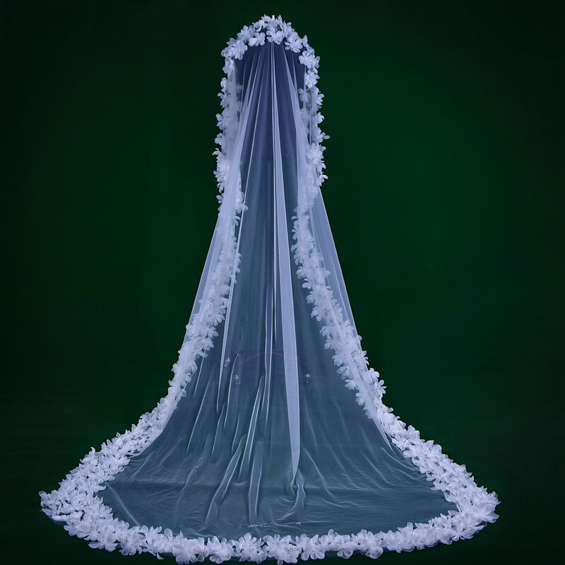 غطاء رأس للعروس أحادي الطبقة ، حجاب زفاف على الطراز الكوري ، حجاب الكنيسة طويل الذيل ، BL4014