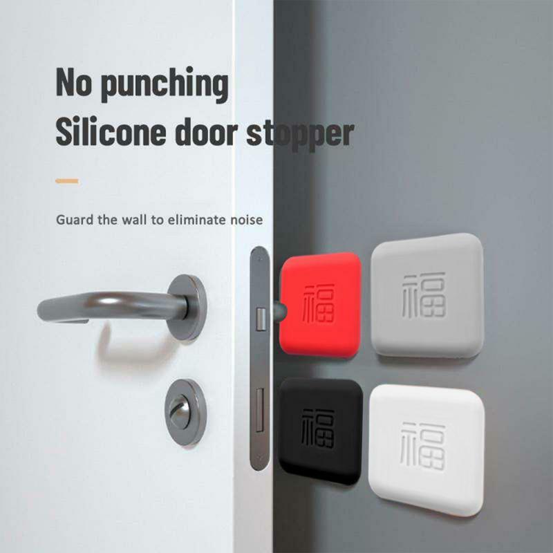 Desk Mute Pad Stoppers Silicone Adhesive Door Knob Door Cover With Fu Character Light Weight Door Stop Wall Protector For