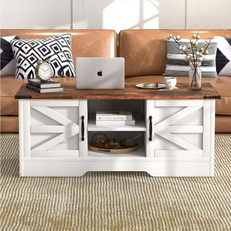 Coffee Table 3-Piece Set, Including 2 End Tables and  Large-Capacity Coffee Table, Living Room and Bedroom Retro Dining Table