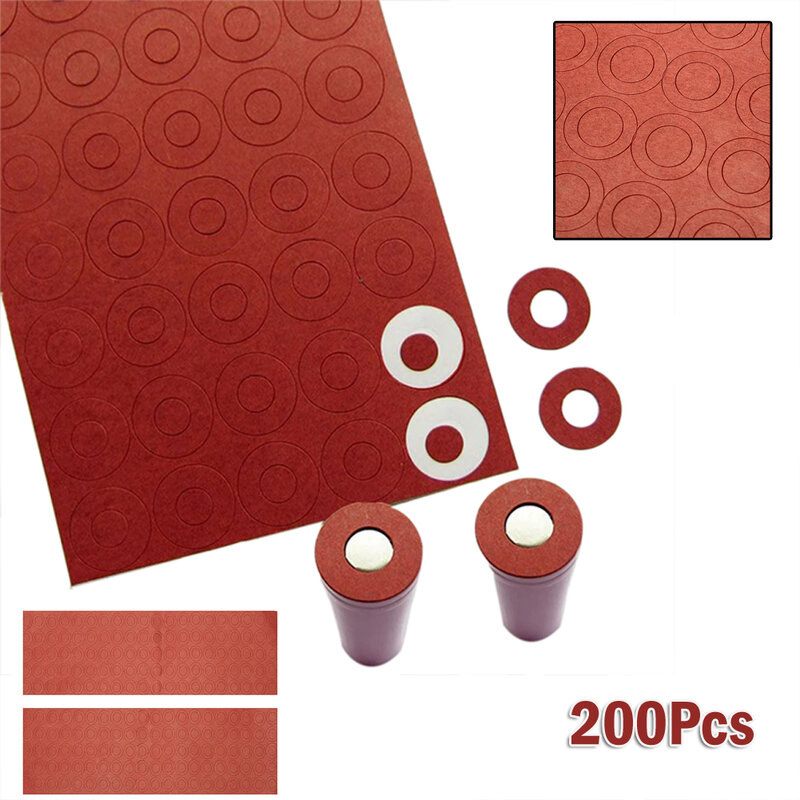 Isoladores de bateria de papel adesivo Junta isolante oca, polpa de madeira, polpa de algodão para-18650, evitar baterias curto-circuito, 200pcs