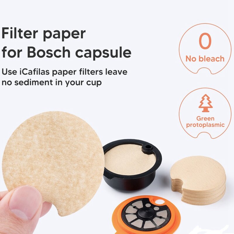 Disposible Paper Filter for BOSCH Reusable Tassimo Coffee Capsule Protect From Block Keep Capsule for Cleaning