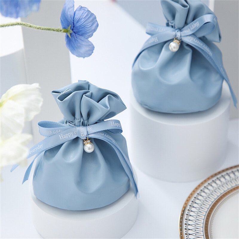 Festival PU Leather Gift Handbag Portable Candy Bag Wedding Party Drawstring Pocket Candy Pouches Valentine's Day Present Bags