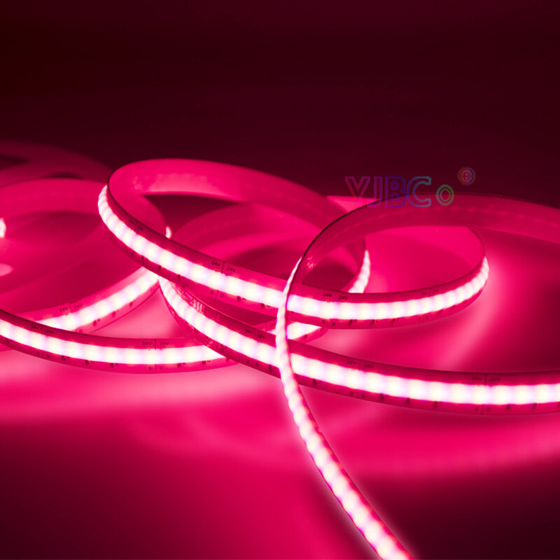 Tira de luces LED COB de colores, cinta de luces flexibles de alto brillo, FPCB blanco, 24V CC, 5M, RGB, 648LED/m, FCOB, atmósfera, 10mm