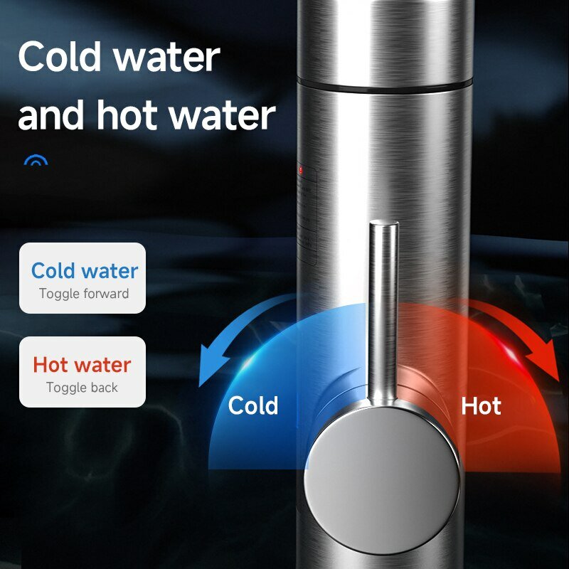 Calentador de agua instantáneo sin tanque, grifo de agua caliente para cocina, calefacción eléctrica para baño, carcasa de acero inoxidable de 220v